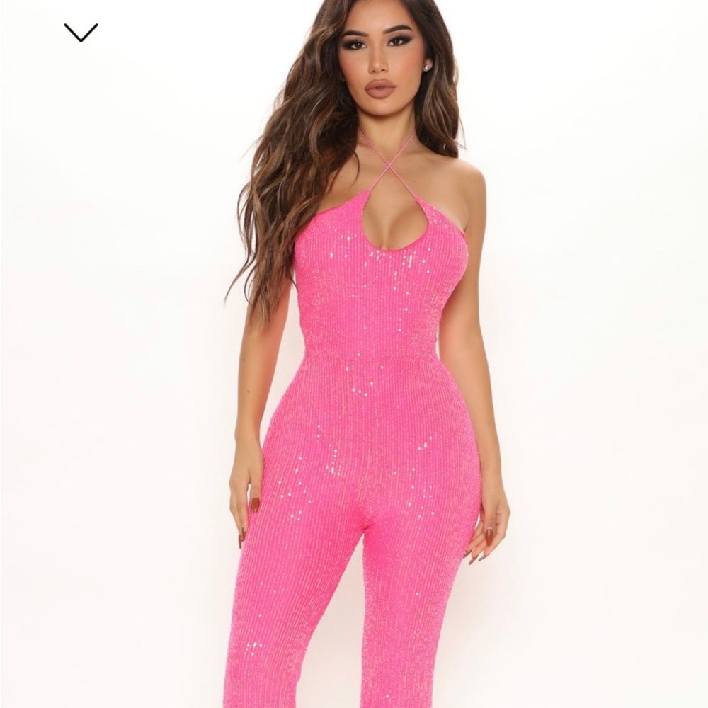 Pink Sequin Pants Jumpsuit